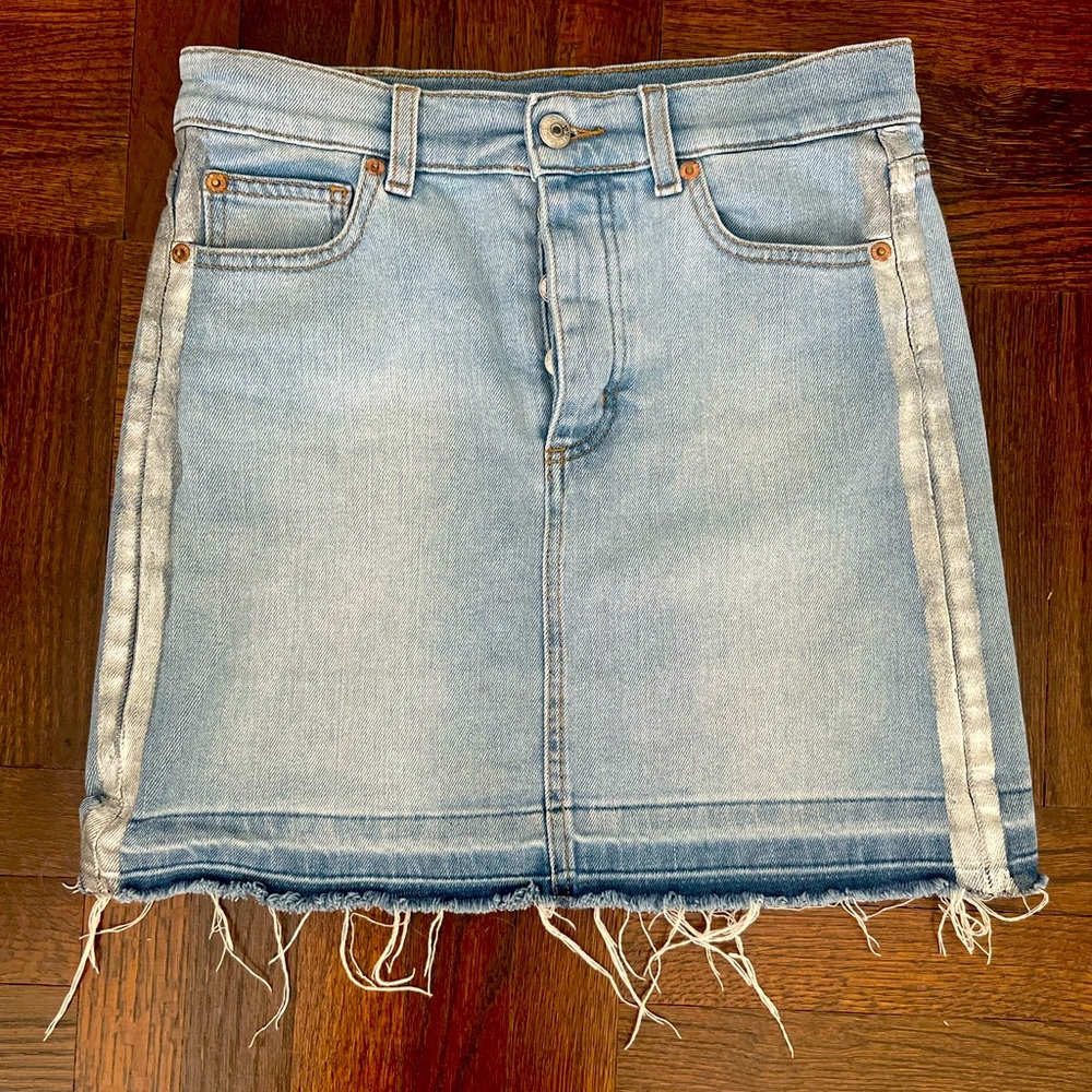 Zadig Denim Frayed Hem Skirt